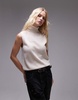 Mango roll neck sleeveless tank top in light beige