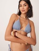 Stradivarius stitch detail bikini top in baby blue