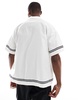 ADPT oversized camp collar shirt with flower placement print in white