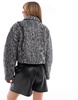 ASOS DESIGN formal top collar jacket in gray leopard print