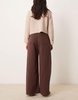 ASOS DESIGN wide leg pleated jean in brown tint