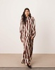 ASOS EDITION high neck oversized top in chocolate wavy print - part of a set