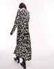 Topshop Lea premium printed long sleeve maxi dress in animal print