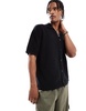 Bershka button up knit shirt in black