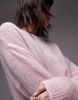 ARKET sheer mohair and wool blend knit sweater in light pink