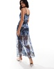 Miss Selfridge chiffon metallic cowl neck maxi slip dress in blurred floral print