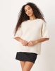 ASOS DESIGN knit stitch relaxed T-shirt in ecru