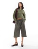 ASOS DESIGN crew neck loose knit cardigan in green