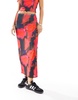 ASOS DESIGN mesh midi skirt with blurred floral print in red - part of a set