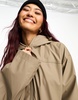 ASOS DESIGN rubberized rain coat in mushroom