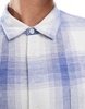 ASOS DESIGN boxy linen blend regular shirt with patch pocket in blue and white