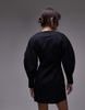 Topshop poplin barrel sleeve cinch dress in black