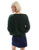 ASOS DESIGN fluffy one-shoulder sweater in forest green