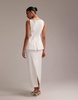ASOS DESIGN button detail pencil midaxi skirt in white