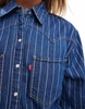 Levi's Teodora shine foil stripe western shirt in mid blue