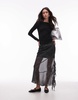 & Other Stories supersoft jersey ruche boat neck top with long sleeves in black