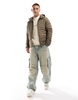 Jack & Jones packable padded jacket with hood in brown