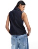 ASOS DESIGN denim wrap front collared shirt in indigo