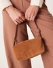 ASOS DESIGN suede buckle boxy shoulder bag in tan