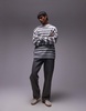 Topman relaxed fit fluffy stripe sweater in gray stripe