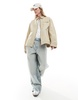 ASOS DESIGN twill harrington shacket in stone