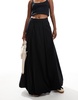 ASOS DESIGN cotton poplin bubble maxi skirt in black
