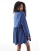 Miss Selfridge soft rib knit smock dress in blue