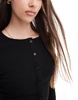 Brave Soul fitted button down long sleeve top in black