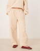 ASOS DESIGN barrel leg sweatpants in taupe - part of a set