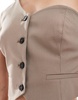 Bershka one shoulder tailored vest in brown