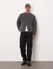ASOS DESIGN relaxed boxy fit heavyweight knitted wool mix crew neck cardigan in gray