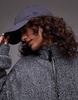 Topshop borg funnel neck zip thru fleece in salt and pepper