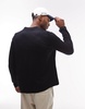 ARKET knit cardigan with button front and polo collar in navy