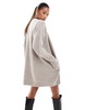 Aria Cove knitted oversized cardigan mini sweater dress in stone