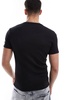 Bershka slim fit ribbed T-shirt in black