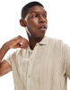 Brave Soul knit button through polo shirt in beige