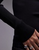 ARKET compact slinky compact knit top with off shoulder sweetheart neckline in black