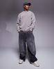 ASOS DESIGN oversized sweatshirt with cut and sew detail in washed brown - part of a set