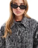 ASOS DESIGN formal top collar jacket in gray leopard print