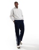 Bershka wide fit side panel sweatpants in navy