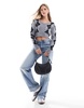 Bershka argyle plaid v-neck sweater in gray - part of a set