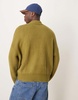 ASOS DESIGN super oversized boxy fit brushed knitted quarter zip sweater in khaki