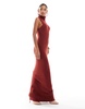Aria Cove knitted roll neck sleeveless maxi sweater dress in rust