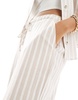 Stradivarius linen-look pull-on pants in beige stripe - part of a set