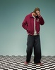 ASOS DESIGN oversized corduroy varsity jacket in burgundy