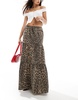 ASOS DESIGN poplin tiered maxi skirt in leopard print
