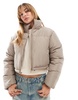 ASOS DESIGN cropped puffer jacket in mushroom
