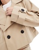 ASOS DESIGN cropped trench coat in stone