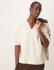 ASOS DESIGN oversized boxy waffle t-shirt with notch neck in cream