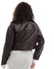 ASOS DESIGN leather oversized cropped trench coat in burgundy